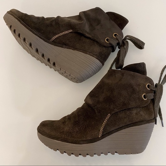 Fly London | Yama Sludge Suede Wedge Booties | Size 39 - Picture 3 of 16